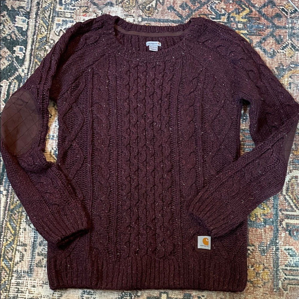 Carhartt Women's Cable Knit Sweater - Dark Burgundy